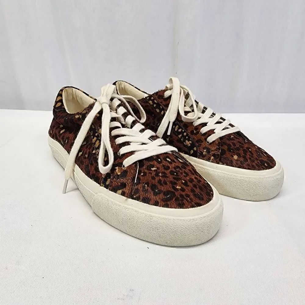 Madewell Sidewalk leopard  Genuine Calf Hair Low Top Sneakers Shoes Size 8